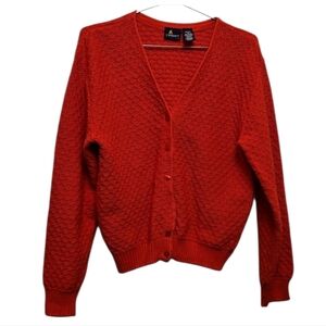 Vintage Liz Sport Petite Red Cardigan Size Small, 100% Cotton